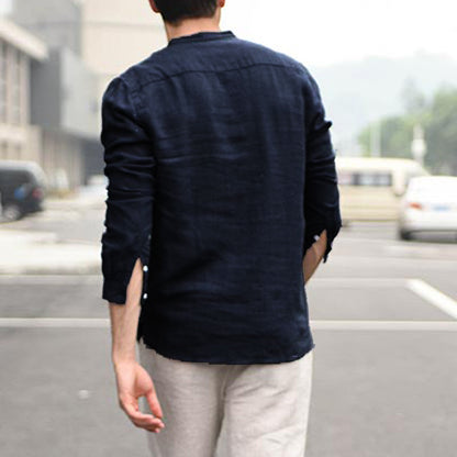 Men Vintage White Shirt Button Linen Shirts floriamart