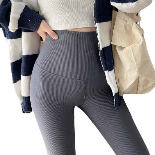 Vertical Stripes Matte Tights For Women Fleece-lined floriamart