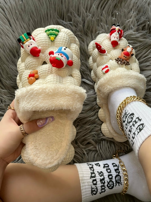 Funny DIY Bubble Slippers Furry House Slides for Chirstmas floriamart.shop
