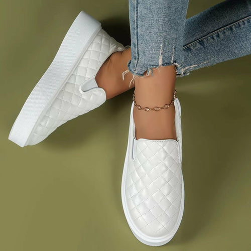 Slip-on Casual Platform Shoes Lightweight  Flats Loafers Black/White floriamart.shop