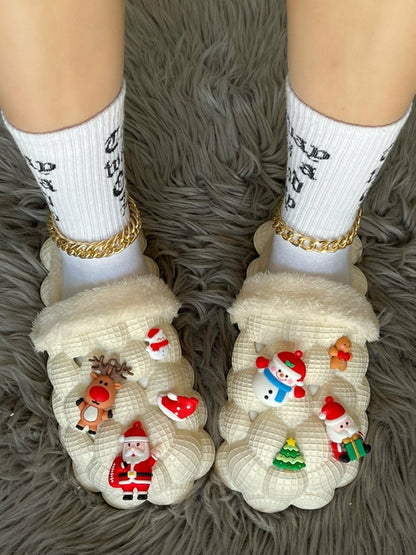 Funny DIY Bubble Slippers Furry House Slides for Chirstmas floriamart.shop