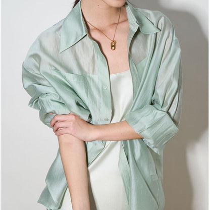 Tencel Sun Protection Cardigan Shirt For Women Outer Tops floriamart