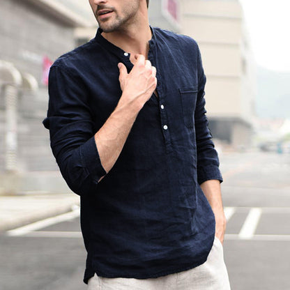 Men Vintage White Shirt Button Linen Shirts floriamart