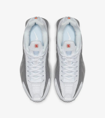 Nike Shox R4 White and Metallic Silver